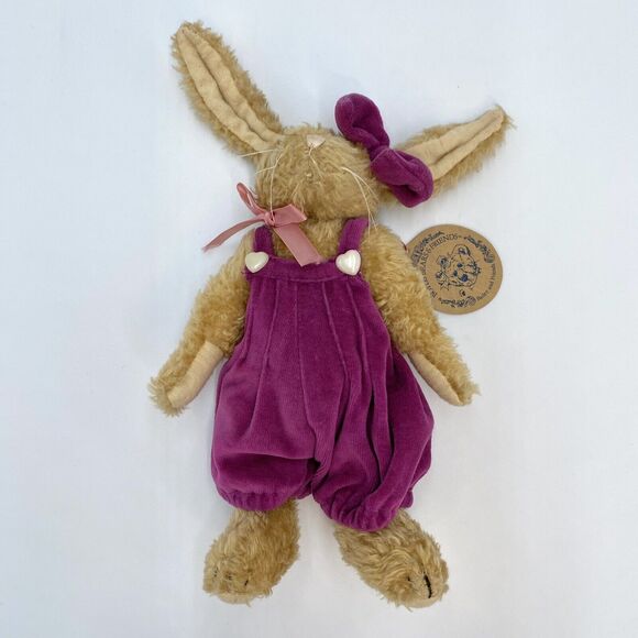 Boyds Bears & Friends Emily Babbit Jointed Rabbit Stuffed Plush Pink Overalls 8" - Picture 6 of 7